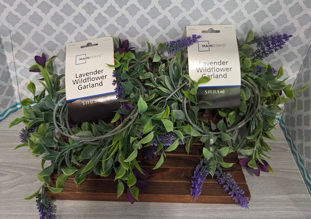 Mainstays Lavender Wildflower Garland 5 Ft Artificial Purple Floral Decor 2 pack